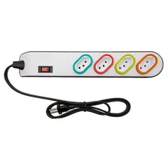 Daneva - Filtro De Linha 3 Pinos 2P+T 10A 4 Tomadas Cabo Pp Com 1,3M