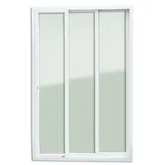 Brimak - Porta de Correr com Cremona PVC Branco 3 Folhas Móveis 210x180x11cm Itec