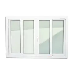 Brimak - Janela de Correr Com Cremona PVC Branco 4 Folhas Central 100x200x6cm Itec