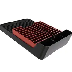 Crippa - Escorredor de Pratos T Cinza Vermelho 42,5x28,2x25,5cm Cinza