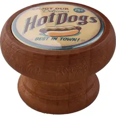Fixser - Puxador para Móveis Botão Miel Hot Dog Madeira 4cm Marrom