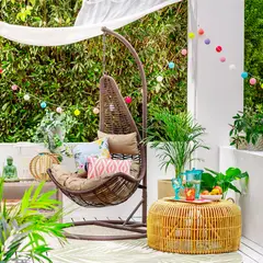 Just Home Collection - Cadeira Suspensa Egg com Suporte Marrom