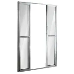 Esquadrisul - Porta de Correr Alumínio Brilhante 4 Folhas Central 210x150x11,5cm Ecosul