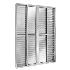 Esquadrisul - Porta Balcão Veneziana de Correr Alumínio Brilhante 6 Folhas Central 210x150x11,5cm Ecosul