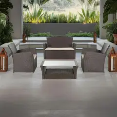 Just Home Collection - Conjunto para Jardim com Sofá, Poltrona e Mesa de Centro 4 Lugares Rattan Palermo