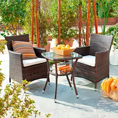 Just Home Collection - Conjunto de Varanda 3 Peças em Rattan Sintético Sidney Café