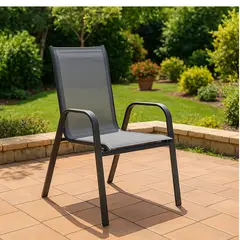 Just Home Collection - Cadeira Sling Empilhável Textileno Cinza