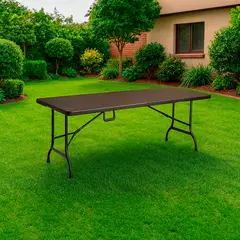 Just Home Collection - Mesa Dobrável Tipo Maleta Estampa Rattan 180cm Marrom Klimber