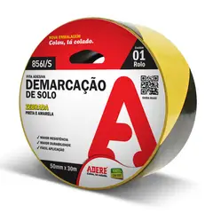 Adere - Fita Demarcacao de Solo 50mmx30m Preto Amarelo