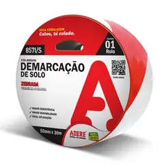Adere - Fita Demarcacao de Solo 50mmx30m Vermelho Branco