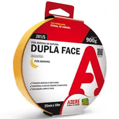 Adere - Fita Dupla Face de Espuma 25mmx10m Branco