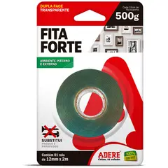 Adere - Fita Dupla Face 12mmx2m Transparente