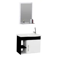 A. J. Rorato - Kit Turim Suspenso 1 Porta 2 Nichos 55x29,2x44,5cm Preto