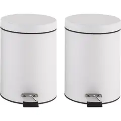 Just Home Collection - Conjunto de Lixeiras 5 Litros 2 Peças Branco