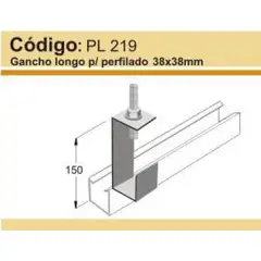 Perfil Líder - Gancho Longo para Perfilado Reforçado 38X38Cm Perfil Lider