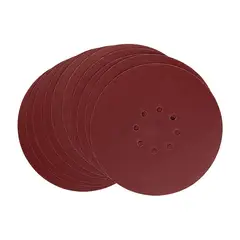 WBR - Disco de Lixa 225mm 873624 Grão 150 10 Peças 8 Furos Vermelho