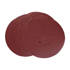 WBR - Disco de Lixa 225mm 873667 Grão 180 10 Peças 8 Furos Vermelho