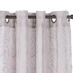 Just Home Collection - Cortina 1 Folha 220x140cm Voil Trabalhado Folha Taupe