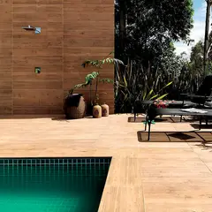 Portobello - Porcelanato Acetinado Esmaltado Marrom Externo 20X120cm Retificado Caixa 1,19m² Parquet D'Olivier