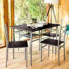 Just Home Collection - Conjunto Sala De Jantar Mesa Com 4 Cadeiras Brasilia Wengue