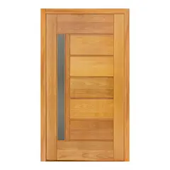 Mapaf - Porta Montada Pivotante Madeira Macica Tauari Natural Reversível 214x118x14cm BBB C/ Visor