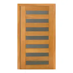 Mapaf - Porta Montada Pivotante Madeira Macica Tauari Natural Reversível 214x118x14cm Madrid Wood Glass