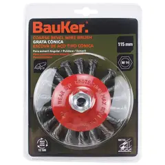 Bauker - Escova De Aço Grossa Tipo Pincel Torcido 4.1/2" M14X2 Colorido
