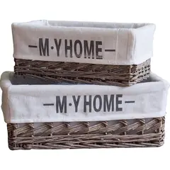 undefined - Kit 2 Cestos Organizadores Fibra de Rattan 30cm/37cm Cinza Just Home Collection