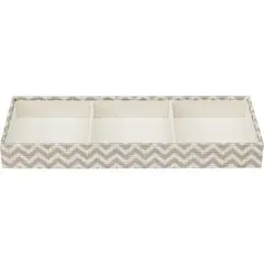 Just Home Collection - Caixa Organizadora 3 Espaços 33x12cm Tecido Bege