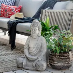 Just Home Collection - Buda Decorativo para Jardim 59cm Cinza