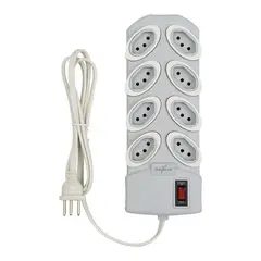 Daneva - Filtro De Linha 3 Pinos 2P+T 10A 8 Tomadas Cabo Pp Com 1,3M