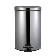 Just Home Collection - Lixeira 12l Aço Redonda com Pedal Cromada