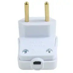 Perlex - Plugue Macho 90° Grande Branco 2 Polos 10A