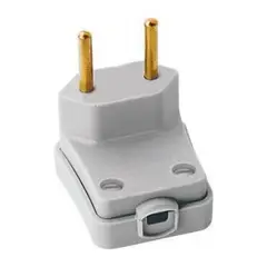 Perlex - Plugue Macho 90° Grande Cinza 2 Polos 10A