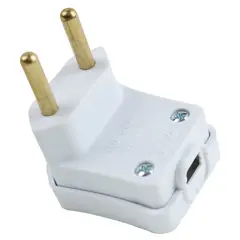 Perlex - Plugue Macho 90° Grande Branco 2 Polos 20A