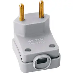 Perlex - Plugue Macho 90° Grande Cinza 2 Polos 20A