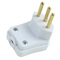 Perlex - Plugue Macho 90° Grande Branco 3 Polos 10A