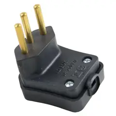 Perlex - Plugue Macho 90° Grande Preto 3 Polos 10A