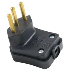 Perlex - Plugue Macho 90° Grande Preto 3 Polos 20A