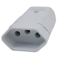 Perlex - Plugue Fêmea Branco 3 Polos 10A