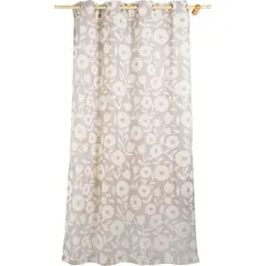 Just Home Collection - Cortina 1 Folha 220x140cm Rustica Flores Cinza