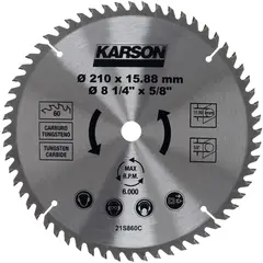 Karson - Lâmina de Serra Circular 8.1/4" 60 Dentes Madeira Natural