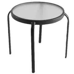 Just Home Collection - Mesa de Apoio Exterior 45cm em Metal e Vidro Cinza Grafite