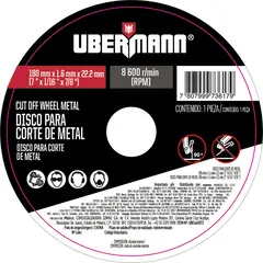 Ubermann - Disco Corte Metal 7Polx1/16Pol.