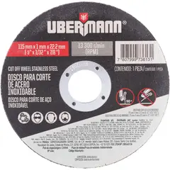Ubermann - Disco Corte Aço Inox 4.1/2 Polegadas X 1/32 Polegadas