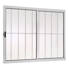 Esquadrisul - Janela de Correr Alumínio Branco 2 Folhas Com Grade Esquerda 100x120x8cm Ecosul