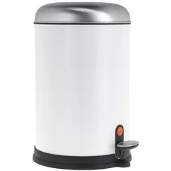 Just Home Collection - Lixeira 12l Redonda Metal Pedal Cromada Branca