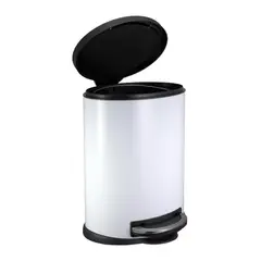 Just Home Collection - Lixeira 12l Metal Lunar Pedal Branca e Preta