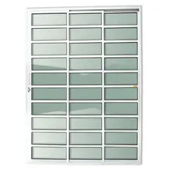 Brimak - Porta de Correr com Travessa Alumínio Branco 3 Folhas Esquerda 210x120x11,5cm Super 25