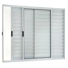Esquadrisul - Janela Veneziana Alumínio Branco 3 Folhas Esquerda 120x120x8cm Ecosul